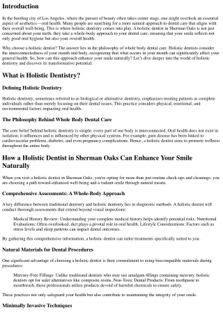How a Holistic Dentist in Sherman Oaks Can Enhance Your Smile Naturally