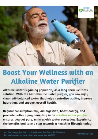 Boost Your Wellness with an Alkaline Water Purifier