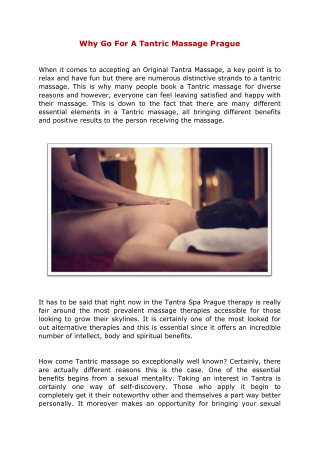 Why Go For A Tantric Massage Prague