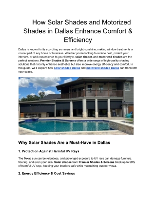 How Solar Shades and Motorized Shades in Dallas Enhance Comfort & Efficiency
