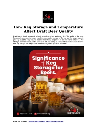 How Keg Storage and Temperature Affect Draft Beer Quality