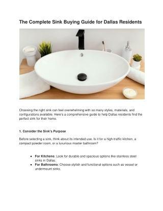 the complete sink buying guide for dallas