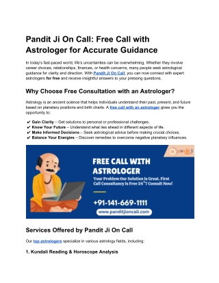 pandit ji on call free call with astrologer