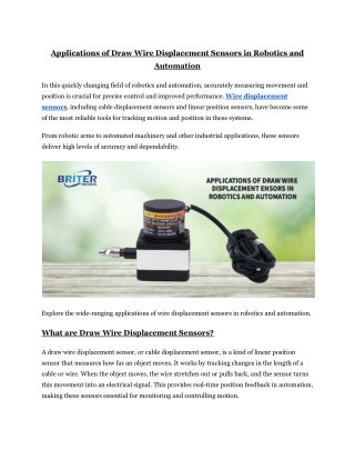 Applications of Draw Wire Displacement Sensors in Robotics and Automation
