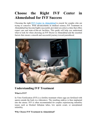 Choose the Right IVF Center in Ahmedabad for IVF Success