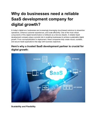 Why do businesses need a reliable SaaS development company for digital growth?