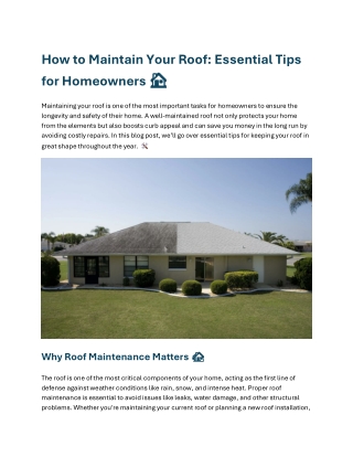 how to maintain your roof essential tips