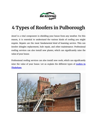 4 Types of Roofers in Pulborough