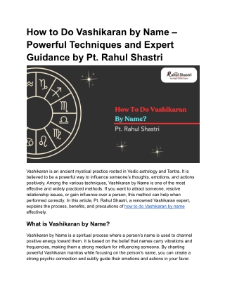 How to Do Vashikaran by Name – Powerful Techniques and Expert Guidance by Pt. Rahul Shastri - Google Docs