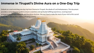 Immerse in Tirupati’s Divine Aura on a One-Day Trip