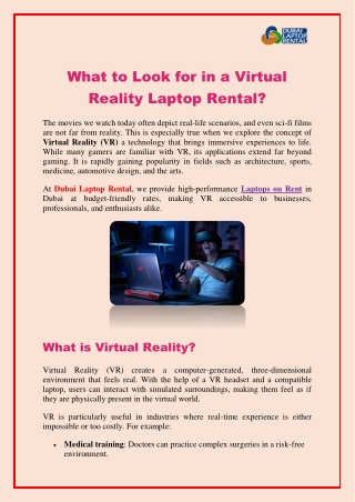 what to look for in a virtual reality laptop