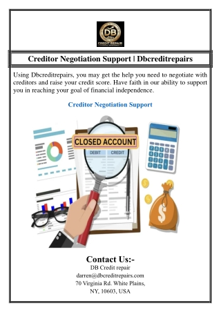 Creditor Negotiation Support | Dbcreditrepairs