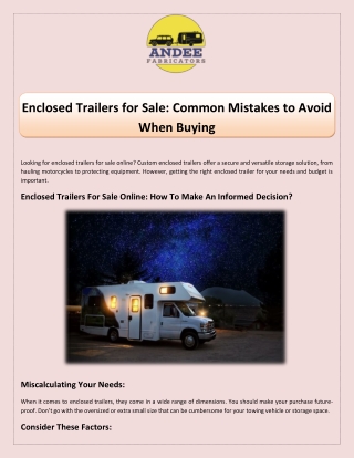 enclosed trailers for sale common mistakes