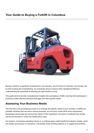 Your Guide to Buying a Forklift in Columbus