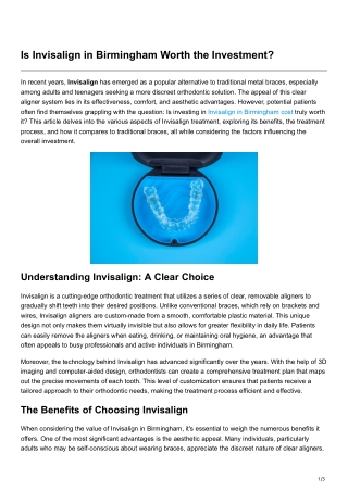Is Invisalign in Birmingham Worth the Investment