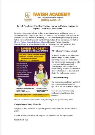 tavish academy the best tuition center