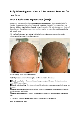 Scalp Micro Pigmentation A Permanent Solution for Hair Loss