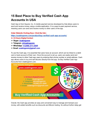 15 Best Place to Buy Verified Cash App Accounts In USA