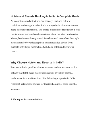 Hotels and Resorts Booking in India_ A Complete Guide