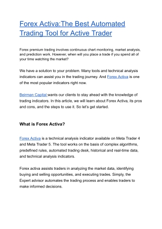 forex activa the best automated trading tool