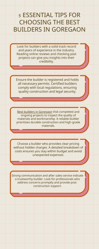 5 Essential Tips for Choosing the Best Builders in Goregaon