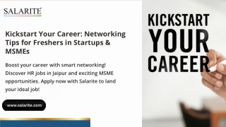 Kickstart Your Career Networking Tips for Freshers in Startups & MSMEs