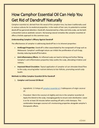 How Camphor Essential Oil Can Help You Get Rid of Dandruff Naturally