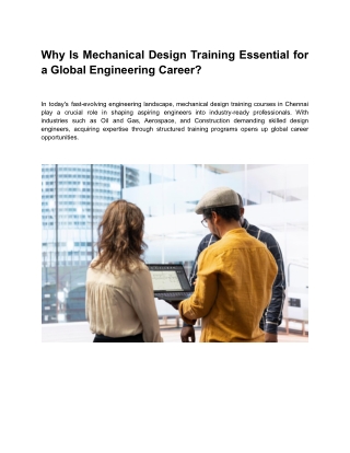 why is mechanical design training essential