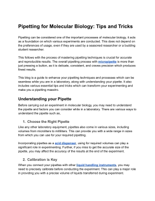 Pipetting for Molecular Biology_ Tips and Tricks