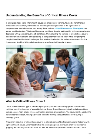 Understanding the Benefits of Critical Illness Cover