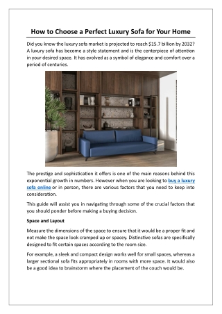How to Choose a Perfect Luxury Sofa for Your Home