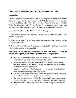 Civil Service Exam Preparation: A Roadmap to Success