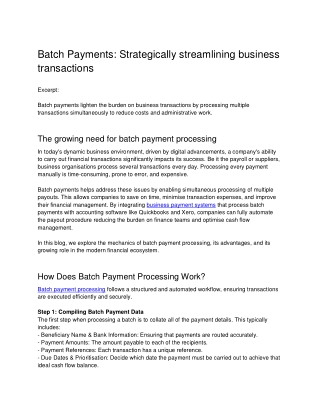 Batch payment solutions: Enhancing business productivity