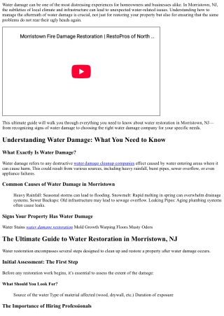 The Ultimate Guide to Water Restoration in Morristown, NJ