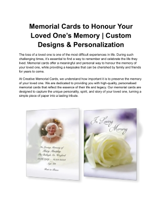 memorial cards to honour your loved one s memory