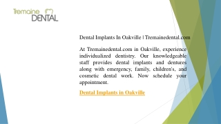 Dental Implants In Oakville  Tremainedental