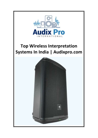 Top Wireless Interpretation Systems In India  Audixpro.com