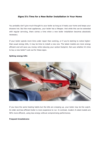 Signs It’s Time for a New Boiler Installation in Your Home