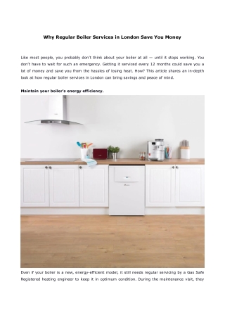 Why Regular Boiler Services in London Save You Money