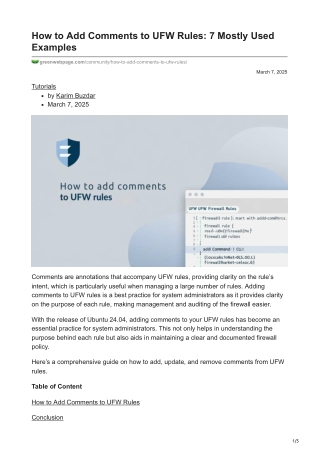 How to Add Comments to UFW Rules: 7 Mostly Used Examples