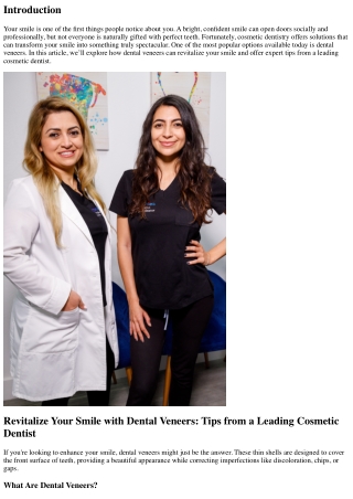 Revitalize Your Smile with Dental Veneers: Tips from a Leading Cosmetic Dentist
