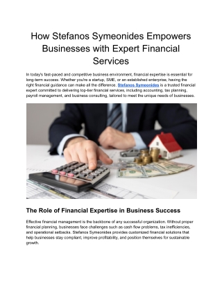 How Stefanos Symeonides Empowers Businesses with Expert Financial Services