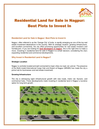 Residential Land for Sale in Nagpur: Best Plots to Invest In