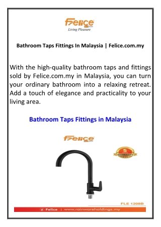 Bathroom Taps Fittings In Malaysia  Felice.com.my