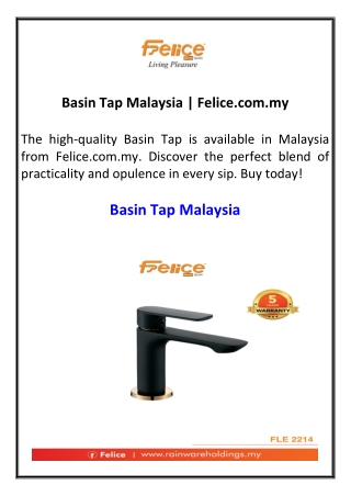 Basin Tap Malaysia  Felice.com.my