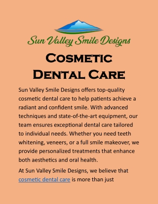 Cosmetic Dental Care: Achieve a Perfect Smile with Advanced Treatments