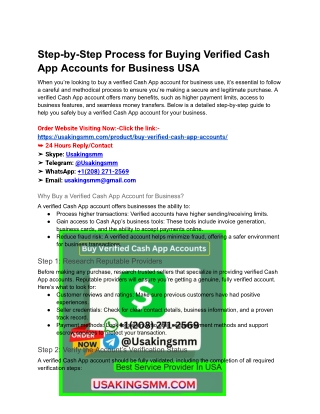 Step-by-Step Process for Buying Verified Cash App Accounts for Business USA