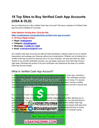 18 Top Sites to Buy Verified Cash App Accounts (USA & OLD)
