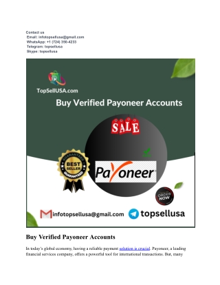Buy Verified Payoneer Account