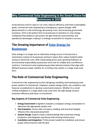 Why Commercial Solar Engineering is the Smart Choice for Businesses in 2025